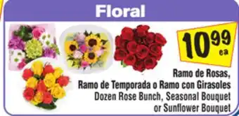 El Super Dozen Rose Bunch, Seasonal Bouquet or Sunflower Bouquet offer