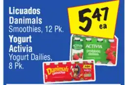 El Super Danimals Smoothies, 12 Pk. Activia Yogurt Dailies,8 Pk offer