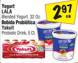 El Super LALA Blended Yogurt, 32 Oz. Bebida Probiótica Yakult Probiotic Drink, 5 Ct offer
