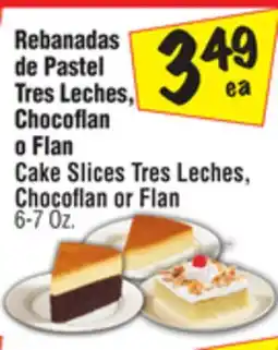 El Super Cake Slices Tres Leches, Chocoflan or Flan offer