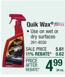 Menards Quik Wax offer