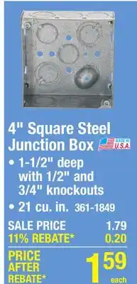 Menards 4 Square Steel Junction Box offer