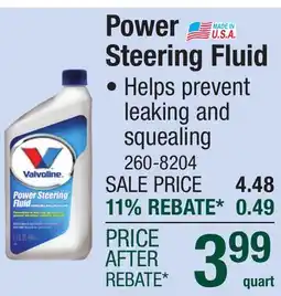 Menards Power Steering Fluid offer
