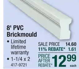 Menards 8' PVC Brickmould offer