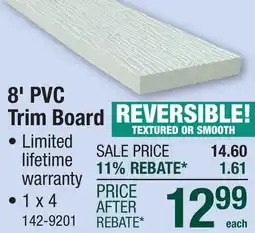 Menards 8' PVC Trim Board offer