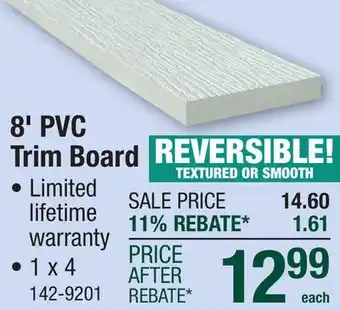 Menards 8' PVC Trim Board offer