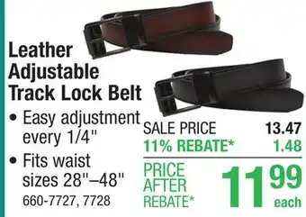 Menards Leather Adjustable Track Lock Belt offer