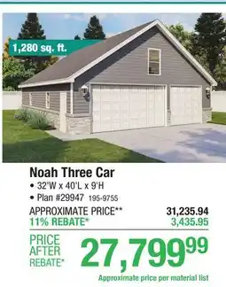 Menards Noah Three Car offer