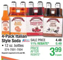 Menards 4-Pack Italian Style Soda offer