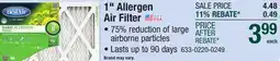 Menards 1 Allergen Air Filter offer