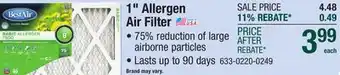 Menards 1 Allergen Air Filter offer