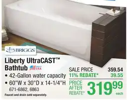 Menards Liberty UltraCAST Bathtub offer
