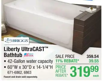 Menards Liberty UltraCAST Bathtub offer