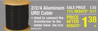 Menards 2/2/4 Aluminum URD Cable offer