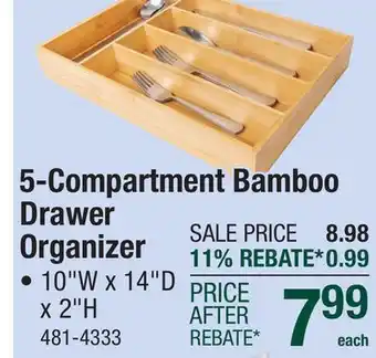 Menards 5-Compartment Bamboo Drawer Organizer offer