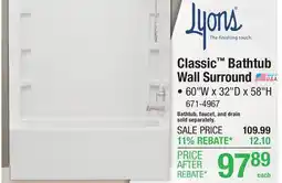 Menards Classic Bathtub Wall Surround offer