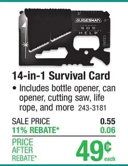 Menards 14-in-1 Survival Card offer