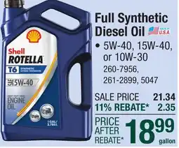 Menards Full Synthetic Diesel Oil offer