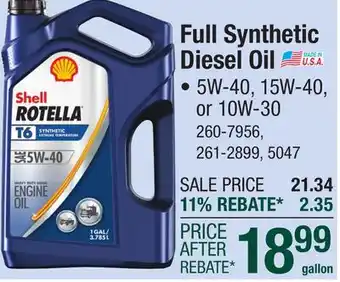 Menards Full Synthetic Diesel Oil offer