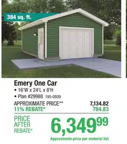 Menards Emery One Car offer