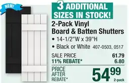 Menards 2-Pack Vinyl Board & Batten Shutters offer