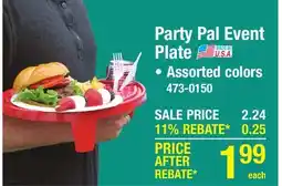 Menards Party Pal Event Plate offer