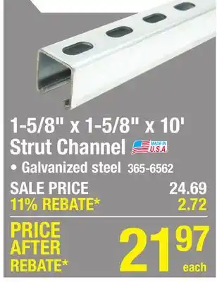 Menards 1-5/8 x 1-5/8 x 10' Strut Channel offer