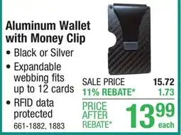 Menards Aluminum Wallet with Money Clip offer