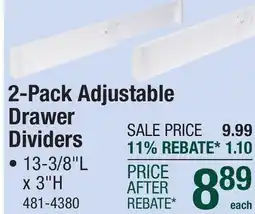 Menards 2-Pack Adjustable Drawer Dividers offer