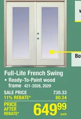 Menards Full-Lite French Swing offer