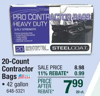 Menards 20-Count Contractor Bags offer