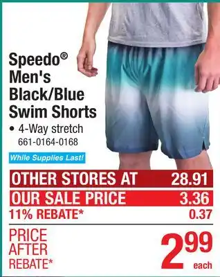 Menards Speedo Men's Black/Blue Swim Shorts offer