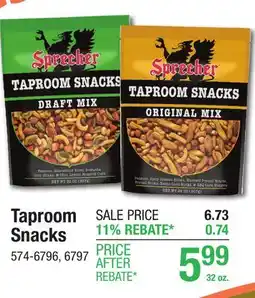 Menards Taproom Snacks offer
