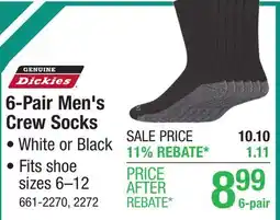Menards 6-Pair Men's Crew Socks offer