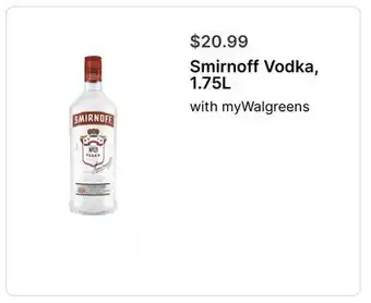 Walgreens Smirnoff Vodka, 1.75L offer