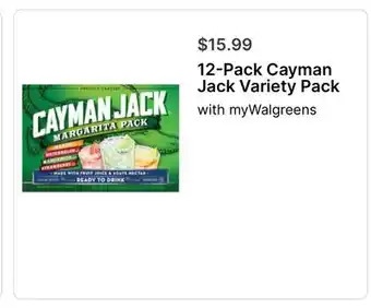 Walgreens 12-Pack Cayman Jack Variety Pack offer