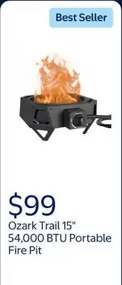 Walmart Ozark Trail 15 54,000 BTU Propane Black Steel Portable Fire Pit with Locking Lid offer