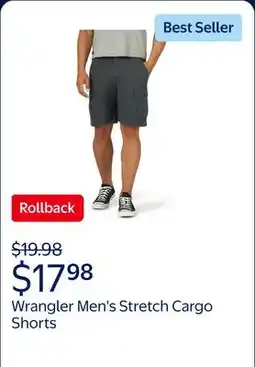 Walmart Wrangler Men's and Big Men's Stretch Cargo Shorts offer