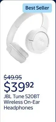 Walmart JBL Tune 520BT - Wireless on-ear headphones - White offer
