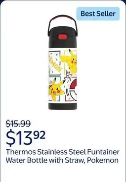 Walmart Thermos Stainless Steel Funtainer Water Bottle with Straw, Pokemon, 14 Fluid Ounces offer