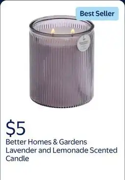 Walmart Better Homes & Gardens Lavender and Lemonade Scented 2-Wick 17.1oz Ribbed Jar Candle offer