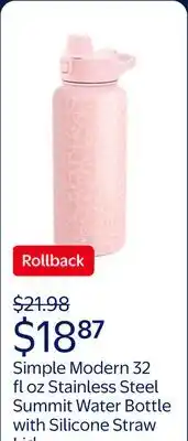 Walmart Simple Modern 32 fl oz Stainless Steel Summit Water Bottle with Silicone Straw Lid|Blush Leopard offer