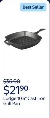 Walmart Lodge 10.5 Cast Iron Grill Pan, L8SGP3 offer