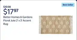 Walmart Better Homes & Gardens Floral Jute 2' x 3' Accent Rug by Dave & Jenny Marrs offer