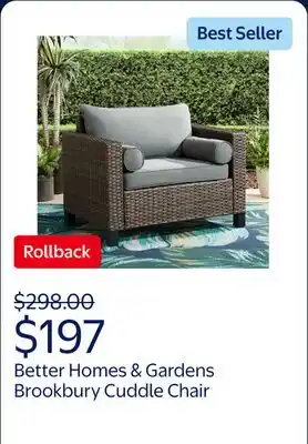 Walmart Better Homes & Gardens Brookbury Cuddle Chair - Gray offer