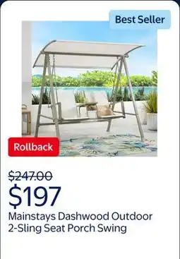 Walmart Mainstays Dashwood Outdoor 2-Sling Seat Porch Swing, Cream offer