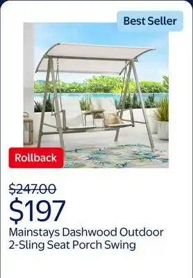 Walmart Mainstays Dashwood Outdoor 2-Sling Seat Porch Swing, Cream offer