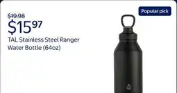 Walmart TAL Stainless Steel Ranger Water Bottle 64oz, Black offer