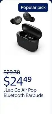 Walmart JLab Go Air Pop Bluetooth Earbuds, True Wireless with Charging Case, Black offer