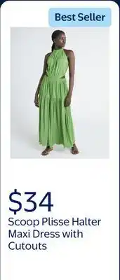 Walmart Scoop Women's Plisse Halter Maxi Dress with Cutouts, Sizes XS-XXL offer